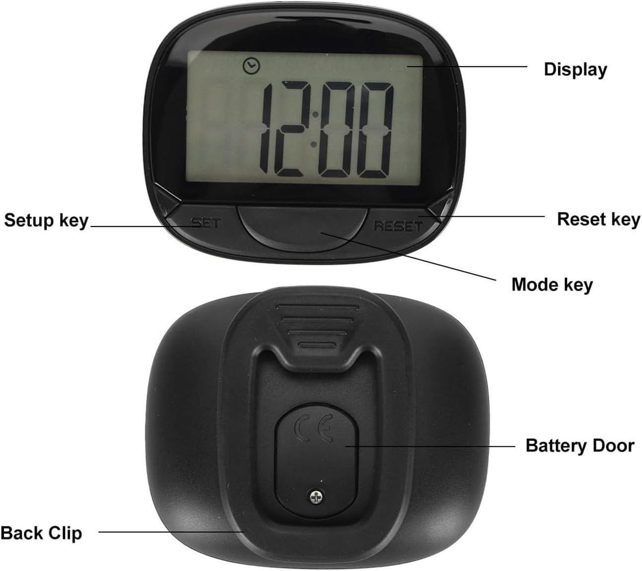Pedometer for Walking, Large Digital Display and Clip, Pocket Pedometer with Clock, Step Counter for Walking, Accurate Portable and Lightweight Step Counter for Men Women Kids Seniors Dog image number 4