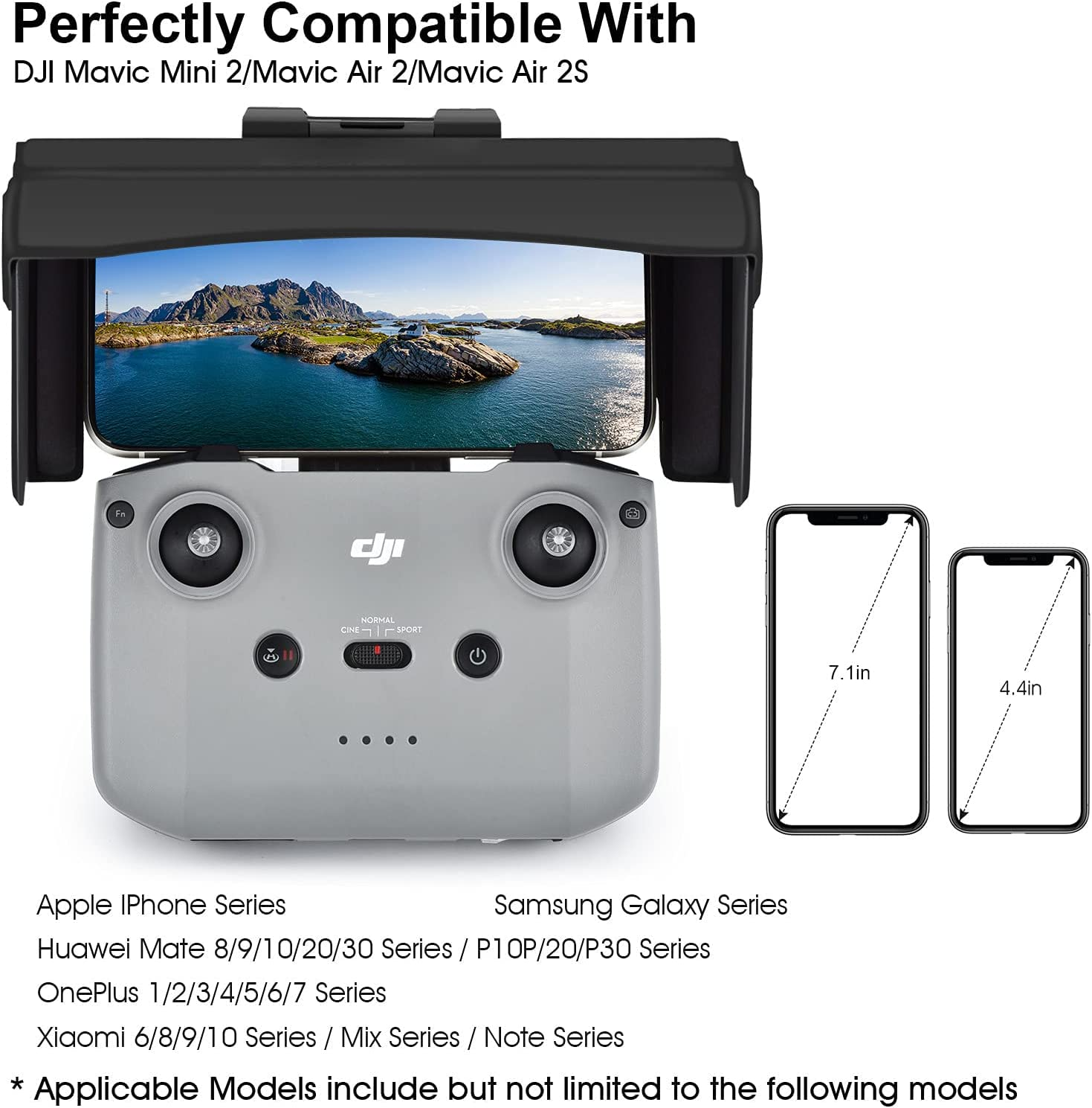 Remote Controller Sun Hood, Sun Shield Accessories, Sunshade for DJI Mini 3 Pro/Mini 2/Mavic Air 2/Air 2S/Mavic 3/Mavic 3 Classic/4.4-7.1Inch Smartphone Screen image number 6