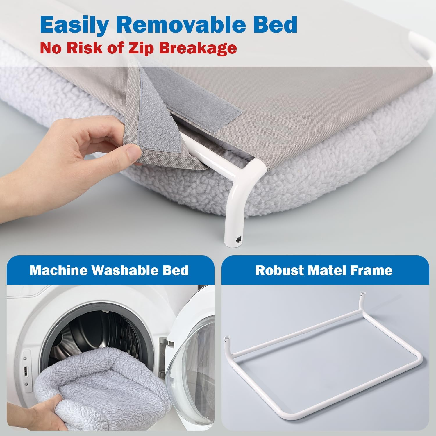 Zakkart Foldable Cat Hammock for Window - Cordless, Embeded Machine Washable Bed, Robust Metal Frame - Cat Window Perch for Large Cats and Kittens (Gray Bolster Bed, Medium) image number 1