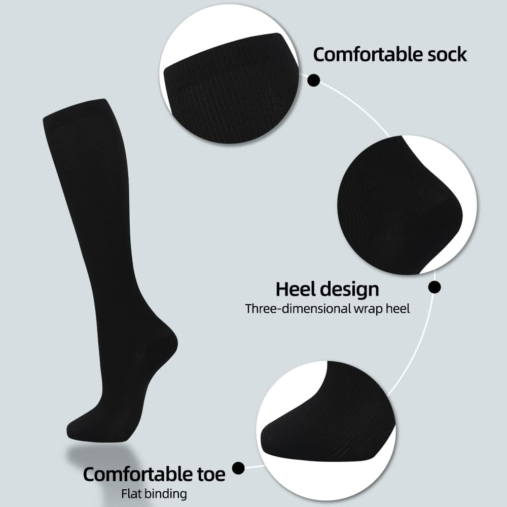 Compression Socks（7 Pair) for Women & Men Circulation 20-30Mmhg Knee High Sock Is Best Support for Athletic Running,Cycling