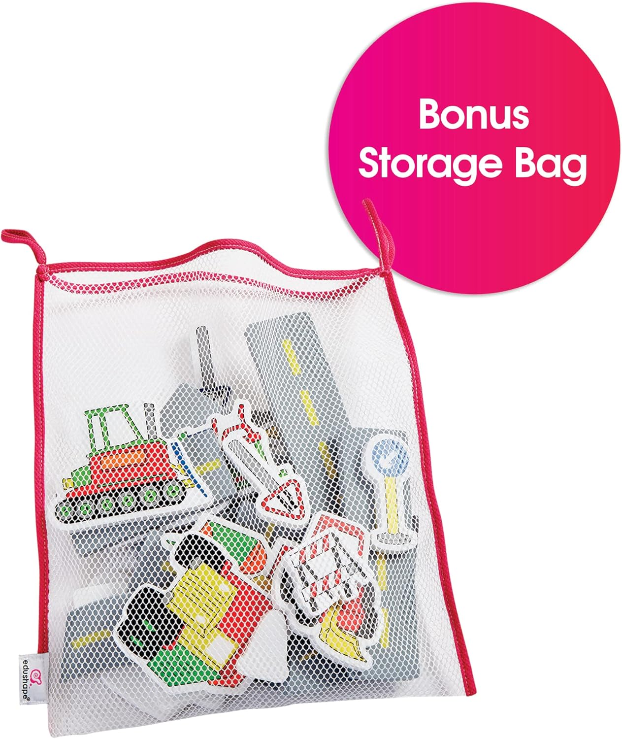 Edushape Magic Creations, Road Construction - Baby Bath Foam Toys Foam Stickers - Stick-On Removable Baby Foam Bath Toys for Toddlers 1-3 - Imaginative Learning Bath Toys Foam Activity Play Set image number 5