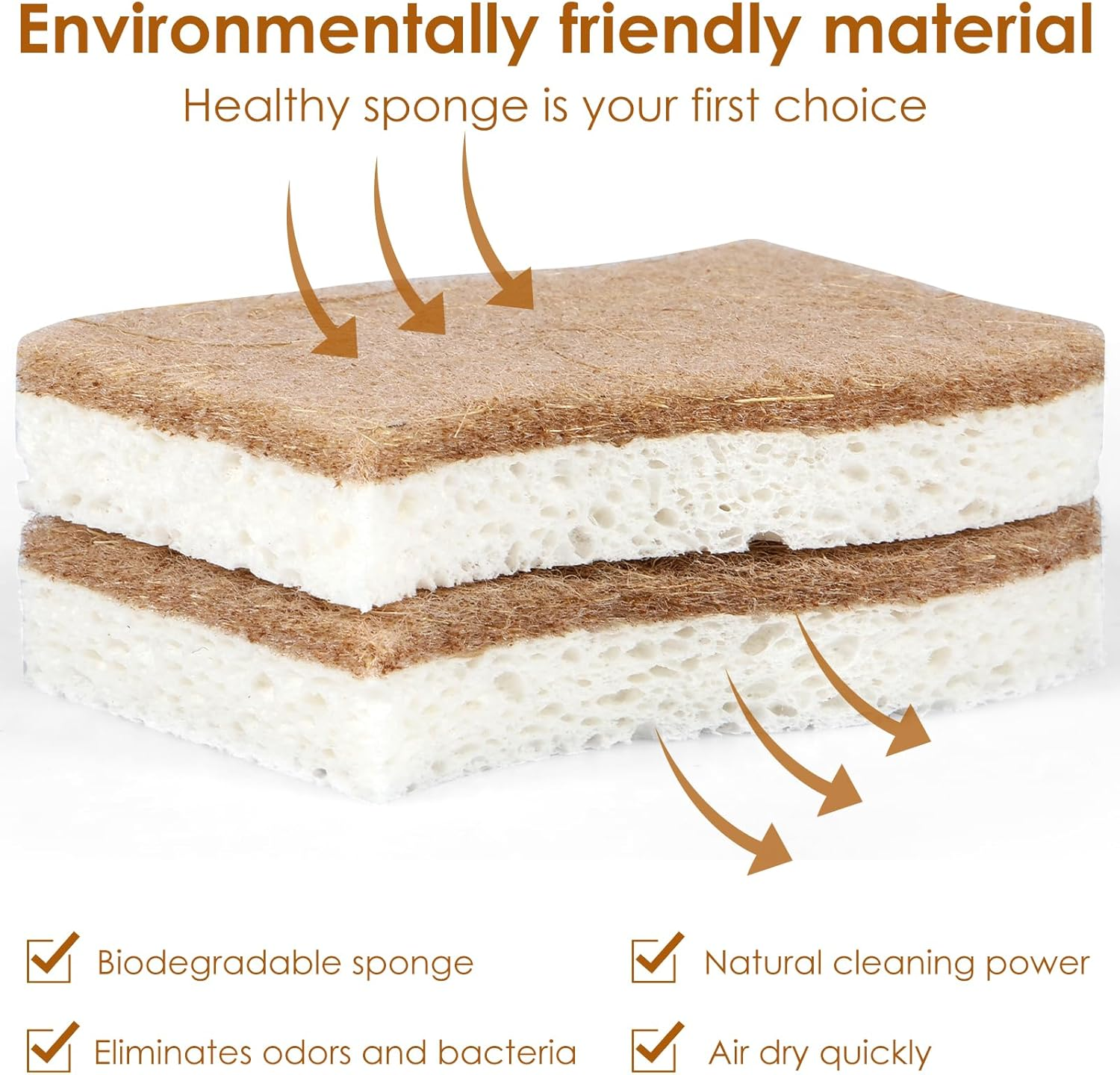 18 Pack Natural Kitchen Sponges Eco-Friendly Dish Sponge for Kitchen Odor Free Wood Pulp Sponge Strong Absorbent Quick-Drying Scrubber Sponges for Washing and Cleaning Dishes(S Shape)