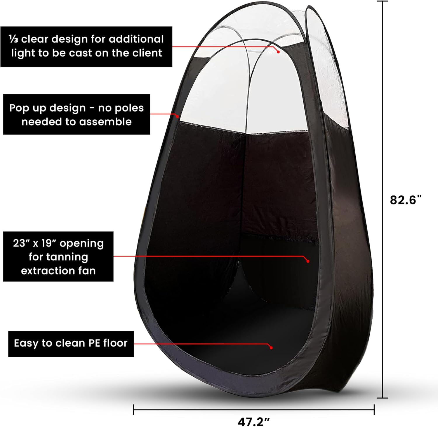 Kobbtan Large Deluxe Spray Tan Tent &ndash; Pop up Tent Portable Tanning Booth with Carry Case &ndash; Clear Window for Perfect Spray Tanning &ndash; Extraction Fan Opening &ndash; Easy Clean Spray Tan for Home & Salon image number 3