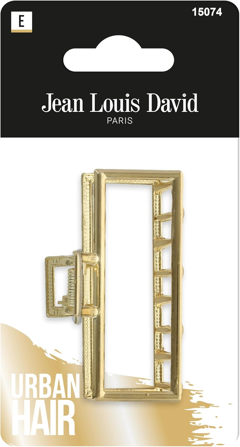 Jean Louis David Rectangle Hollow Out Ornament Fashion Accessory Gold Tone Hairstyle Barrette