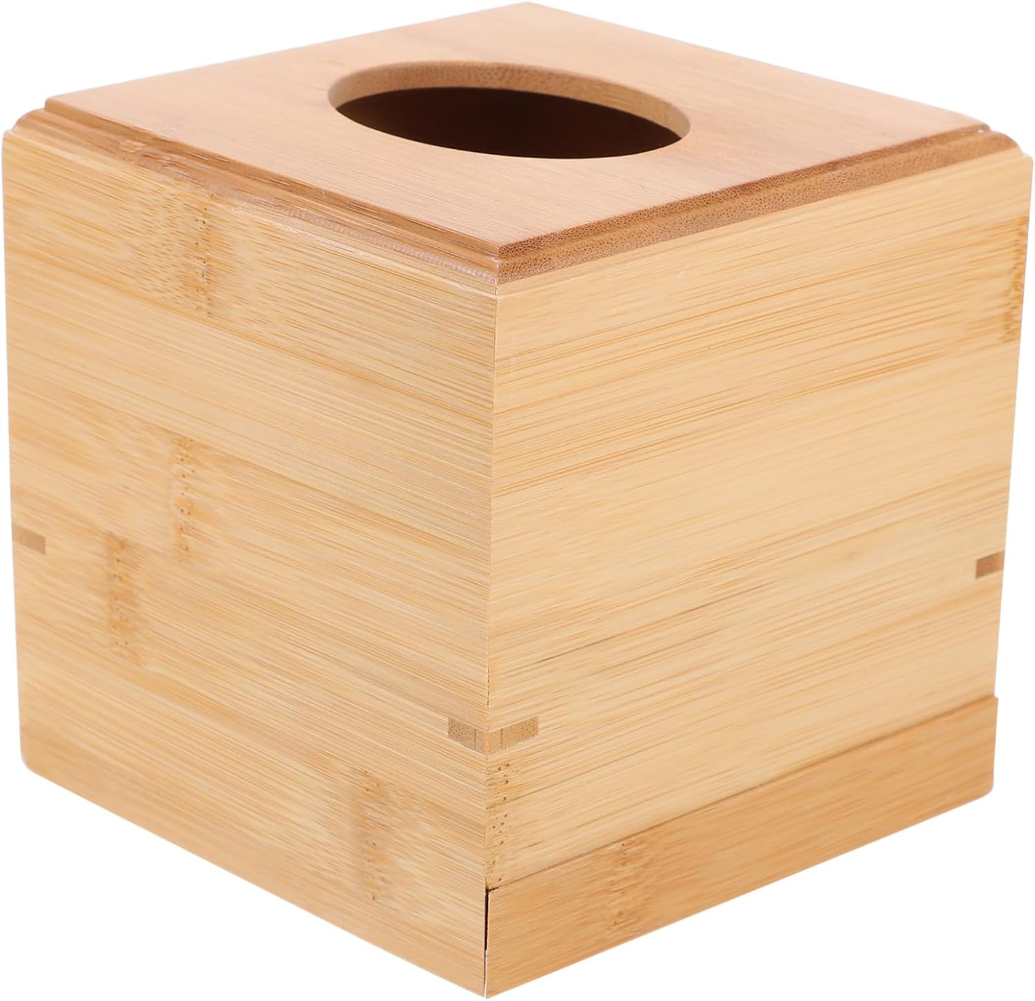 MAGICLULU Wooden Square Roll Paper Tissue Box Holder Sliding Base, Desktop Tissue Storage Dispenser for Living Room and Bathroom