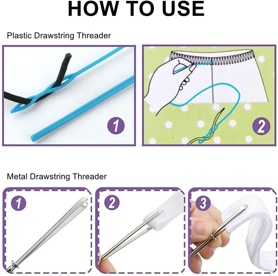 Sewing Threader Set Include Drawstring Threader and Metal Tweezer for Sweatpants Shorts Pants Jackets Coats image number 2