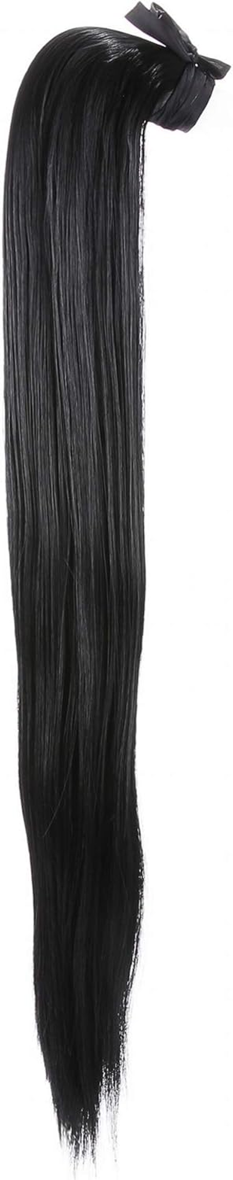 Prettyland 60 Cm Static-Free Long Hair Straight Ponytail One-Piece Clip-In Hairpiece Extensions Orange Copper Red R01 - Black-Brown 04 image number 4