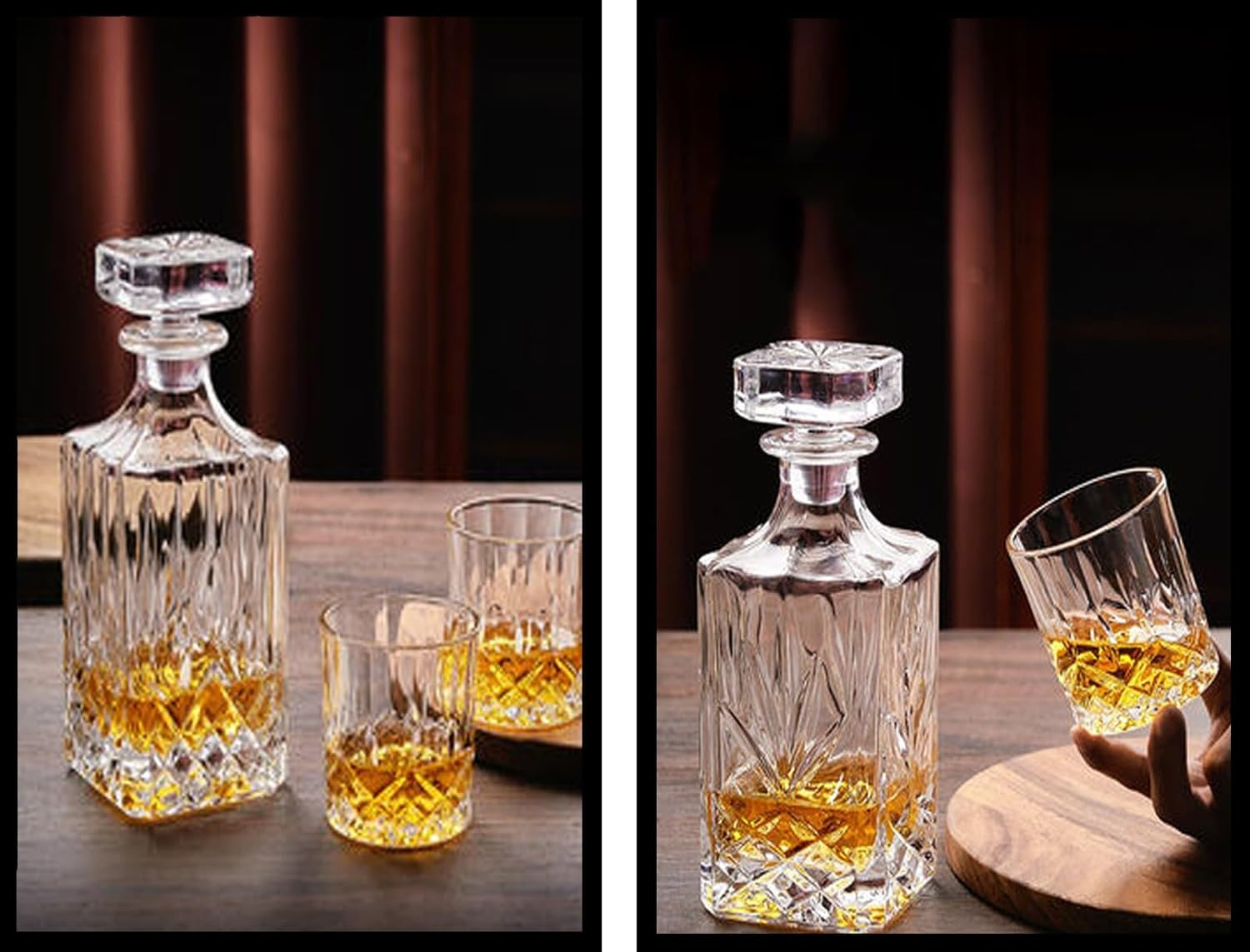 Crystal 750 Ml Whisky Decanter with 2 Glasses and 6 Stone Set- Crystal Stopper- Lead Free- Unique Addition to Home Bar D&eacute;cor, for Your Cherished Whiskey, Gin, or Any Premium Liquor image number 6