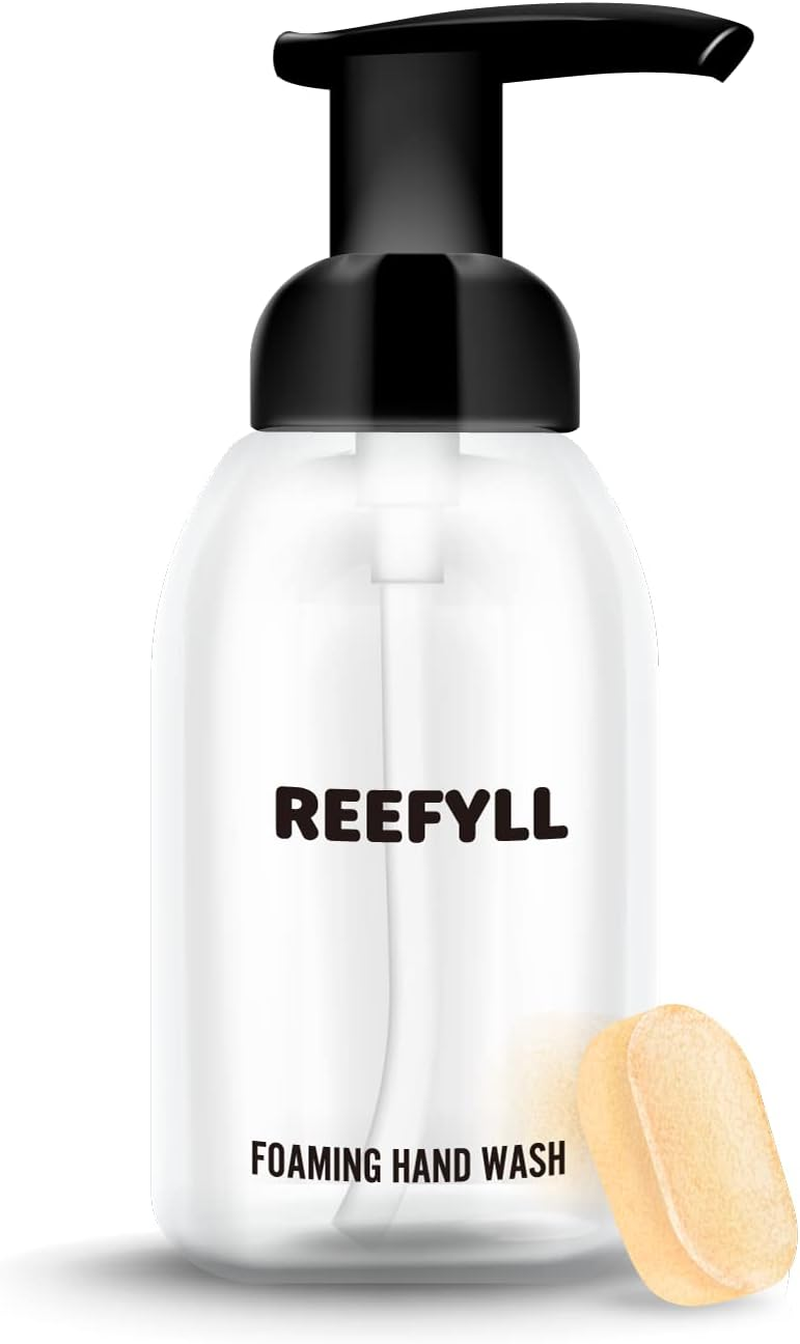 Reefyll Foaming Soap Dispenser Starter Pack with Refillable Bottle 250Ml and Hand Soap Tablet X1 for Bathroom Kitchen Countertop Refillable Foam Soap with Juicy Orange Scent Duo Pack image number 6