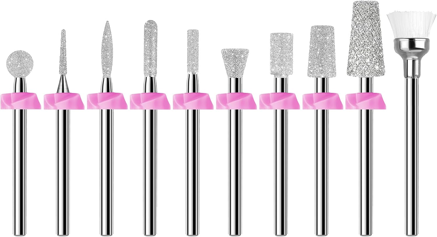 Makartt Nail Drill Bits:10Pcs Dimond Sanding Bit Sets for Nail Drill E-File,Upgraded Cuticle Cleaner Nail Bit Kit Tool Bits for Acrylic Nail Art Tools Nails Manicure Nail Prep,Nail Salon Home DIY Use