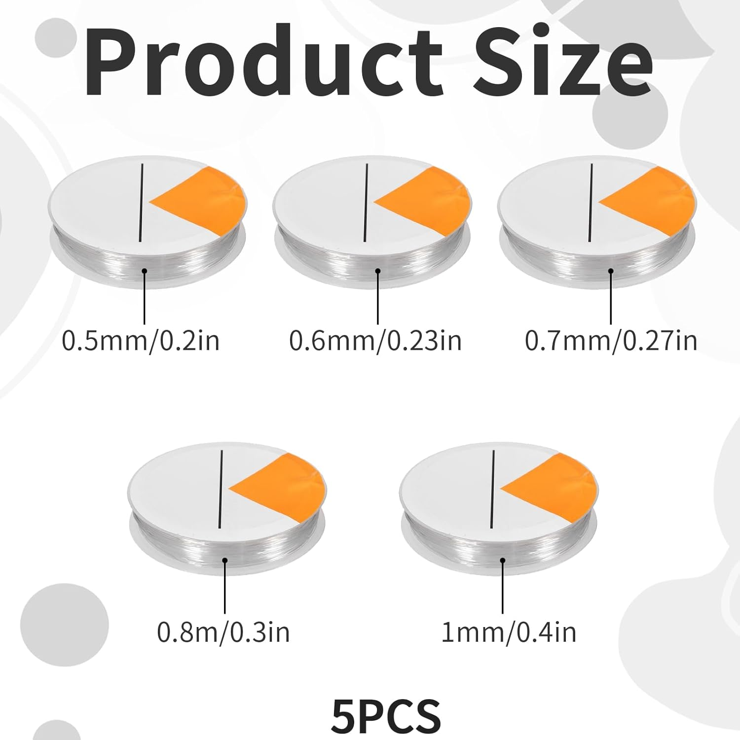 5 Roll Clear Elastic Beading Threads Stretchy Bead Cord String Stretchy Crystal Elastic Bracelet String for DIY Bracelets, Necklaces, Keychains, Jewelry - Crystal Tec 0.5/0.6/0.7/0.8/1.0 MM