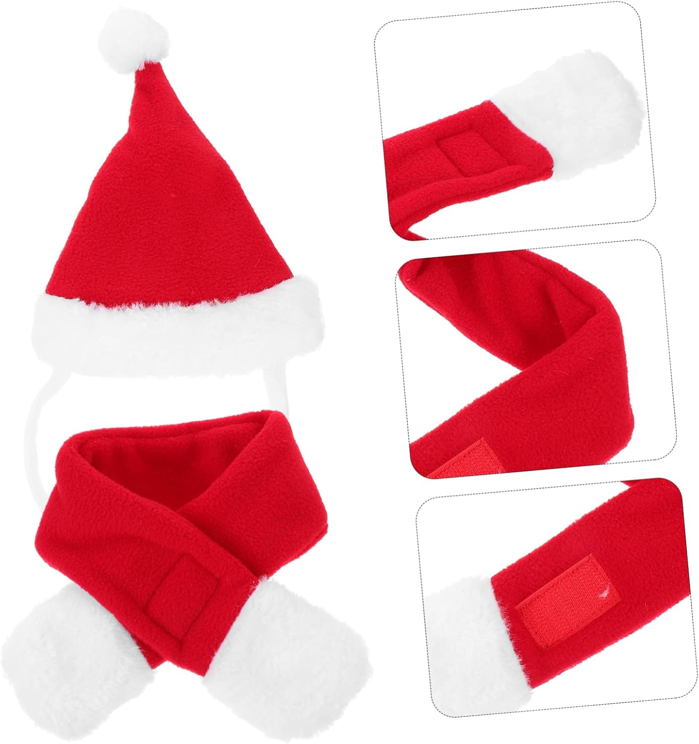 Christmas Pet Red Hat and Scarf for Dogs Washable Pet Scarf and Hat for Holiday Costume and Dog Christmas Decoration image number 1