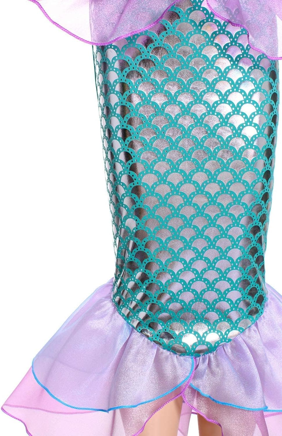 AUTOWT Little Girls Mermaid Princess Costume, Girls Dress up Clothing with Purple Wand Crown for Birthday Halloween Christmas School Cosplay Party image number 3