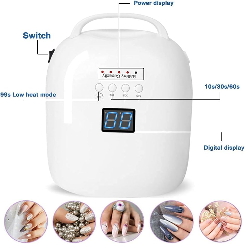 Nail Lamp, 86W Rechargeable LED Gel Nail Lamp,Cordless Nail Dryer,15600Mah Wireless Nail Polish Curing Lamp,Professional Nail Art Manicure Tools image number 6
