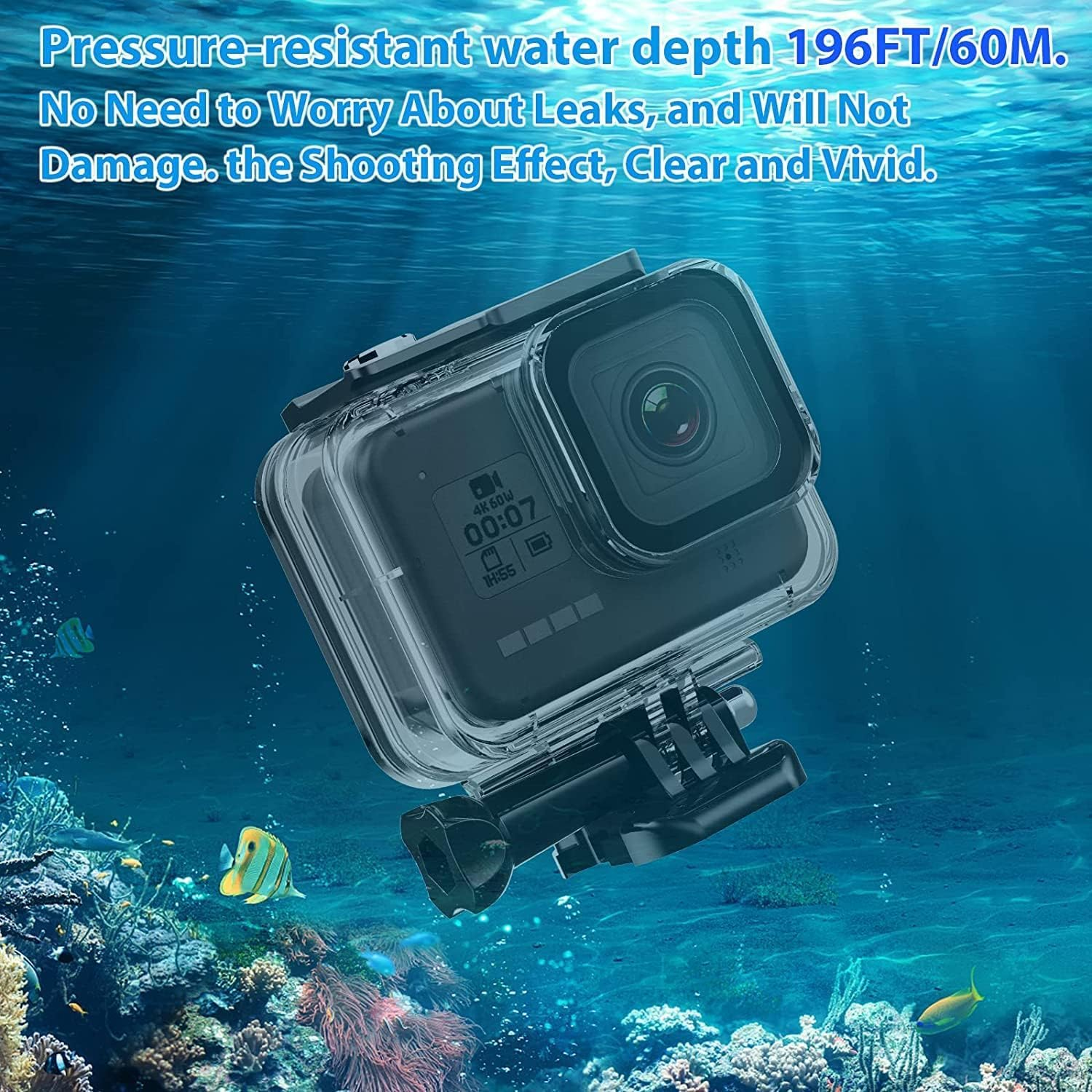 Waterproof Housing Case for Gopro Hero 8, Waterproof Case Diving Protective Housing Shell for Gopro Action Camera Underwater Dive Case Shell with Mount & Thumbscrew image number 1