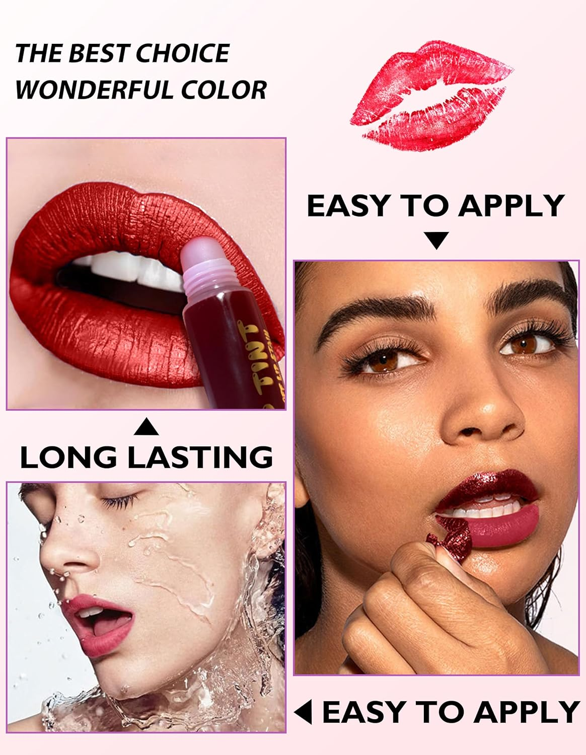 Erinde Peel off Lip Gloss with Tweezer, Long Lasting Matte Lip Liner Stain Peel Off, Women Waterproof Lip Stain, Highly Pigmented Color Lipliner, Transfer Proof Lip Tint Peel off #03+04+05 image number 2