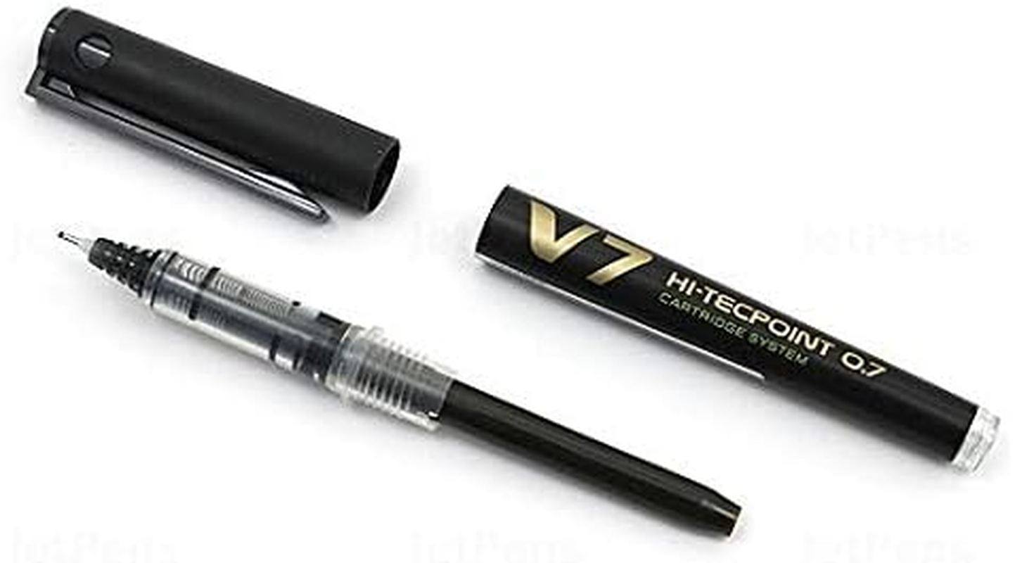 Pilot V7 Hi-Tecpoint Cartridge System Rollerball Pen Medium Point - (Blue 3 & Black 3) image number 4