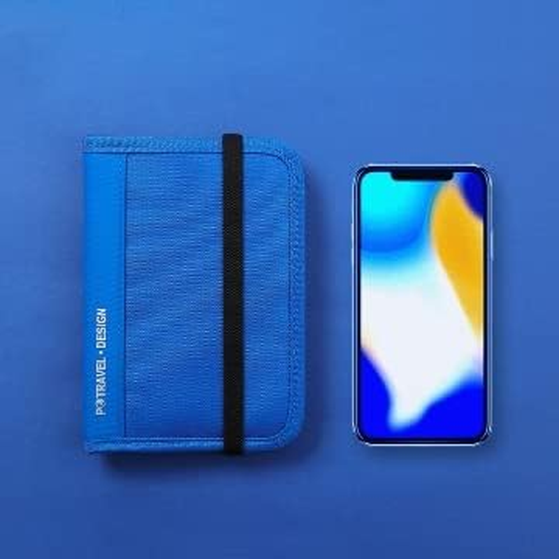 Paton Travel Australia Passport Holder &ndash; Waterproof RFID Blocking Passport Wallet for 2 Passports, Cards, Money & Documents &ndash; Vibrant Blue, Compact with Adjustable Strap image number 2