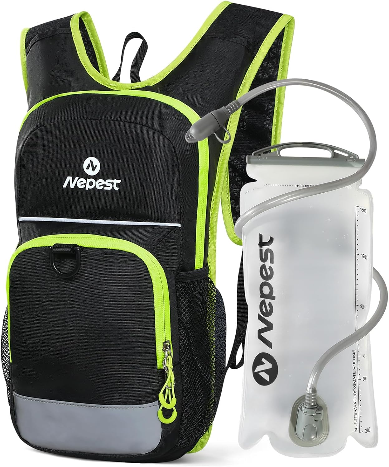 Nepest Kids Hydration Backpack, Mini Water Backpack with 1.5L Water Bladder for Hiking Cycling Running