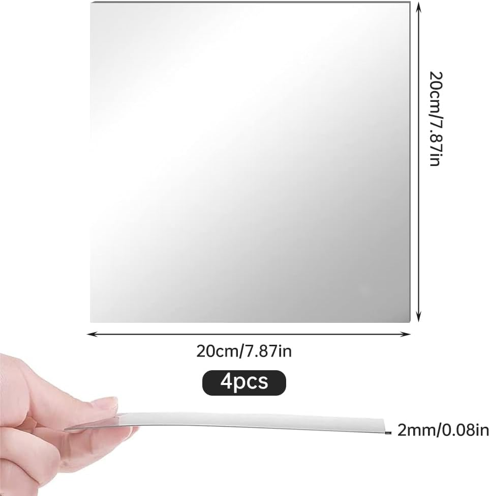 Shatterproof Mirror Tiles, 4 Pcs 7.8"X7.8" Plastic Self-Adhesive Panels for Wall Decor, Lightweight & Flexible with Industrial-Grade Adhesive for Bathroom and Gym image number 5