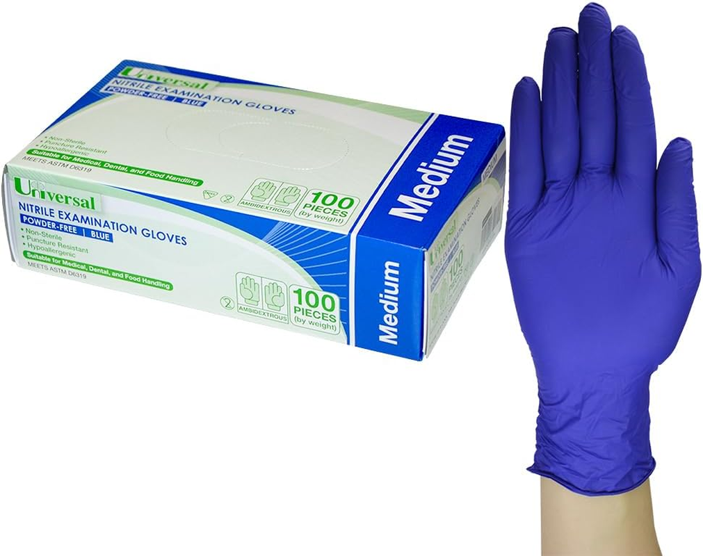 Universal Nitrile Examination Gloves, Blue, 100 Count image number 2