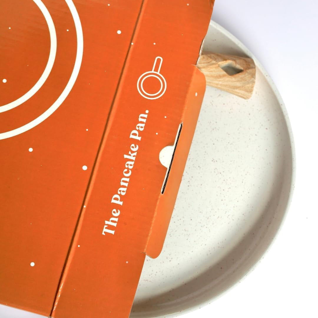 Ceramic Pancake Pan 25Cm Natural Ceramic Coating PFOA Free Dosa Pan Crepe & Omelette Pan Flat Skillet Tawa Griddle with Ergonomic Handle + Induction Compatible image number 6