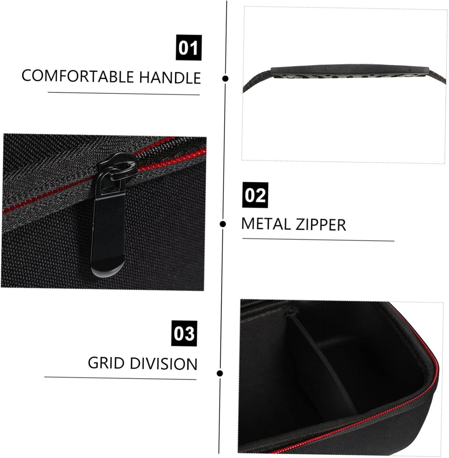 Baluue Curling Iron Storage Bag Travel Hair Dryer Holder Portable Hard Case Cover for Hair Brush Zipper image number 6