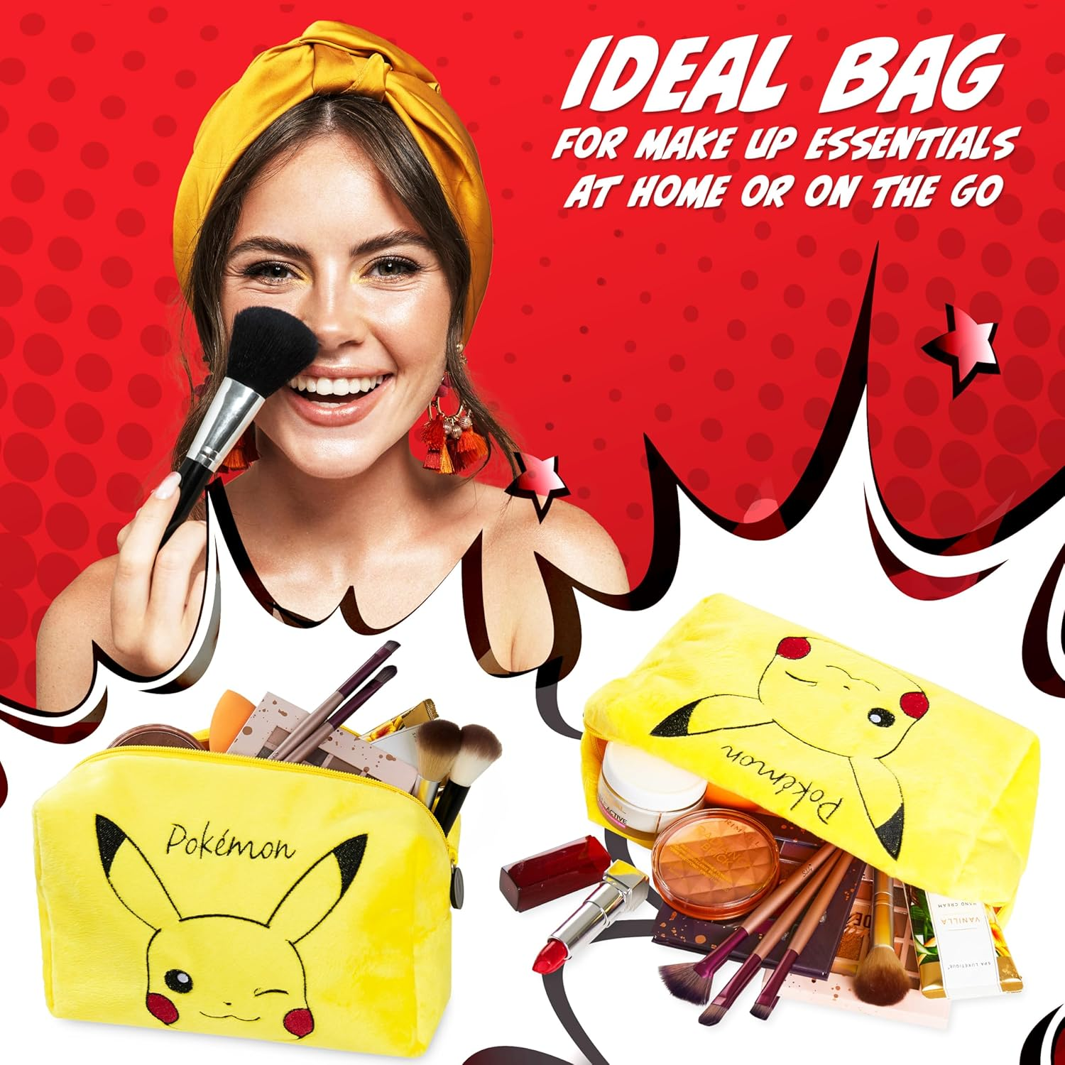 Pokemon Makeup Bag for Women Men and Kids Pikachu Cosmetic Bag Travel Wash Bag Holiday Accessories - Gifts for Women image number 5