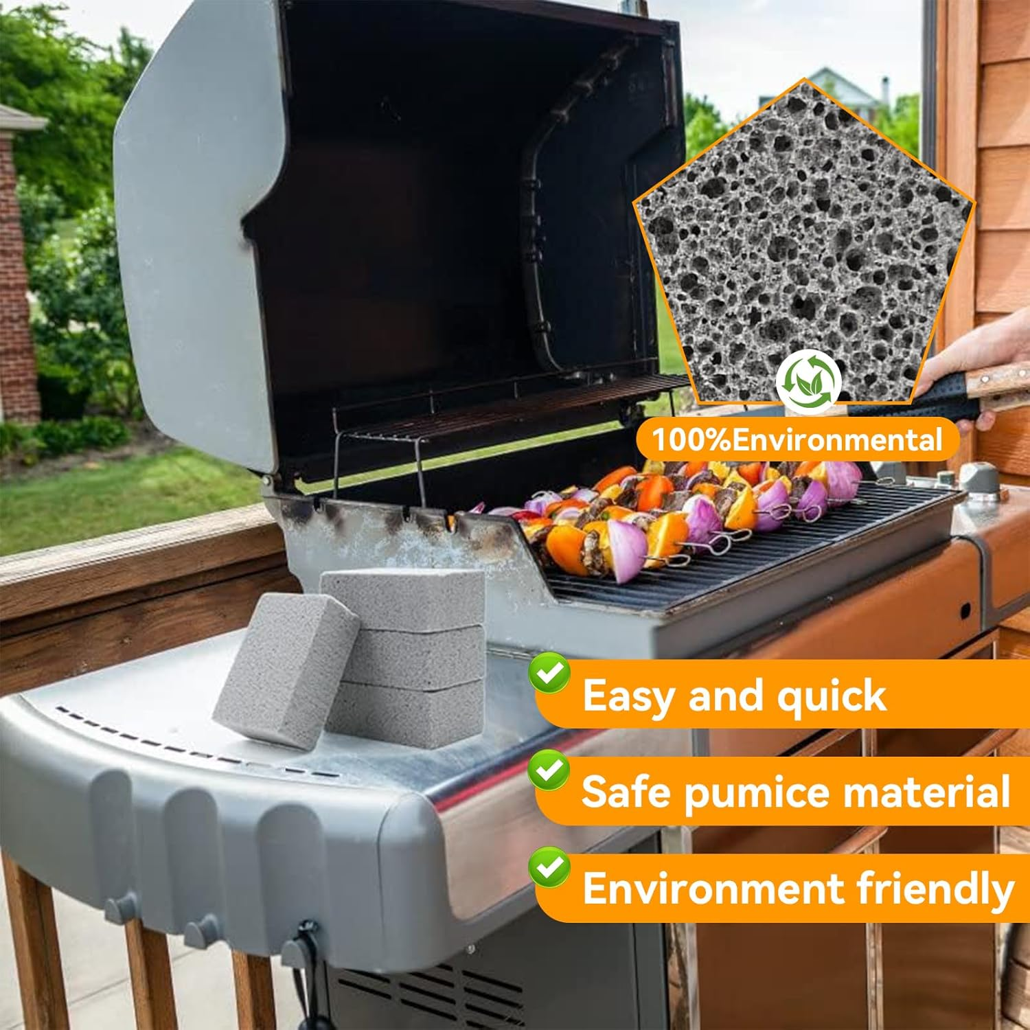 6 Pcs Grill Griddle Cleaning Brick Block, Barbecue Cleaning Stones, No Scratches Reusable Ecological Grill Cleaning Block, Pumice De-Scaling BBQ Block for Remove Grill Barbecue Nets Greases Stains (6) image number 4