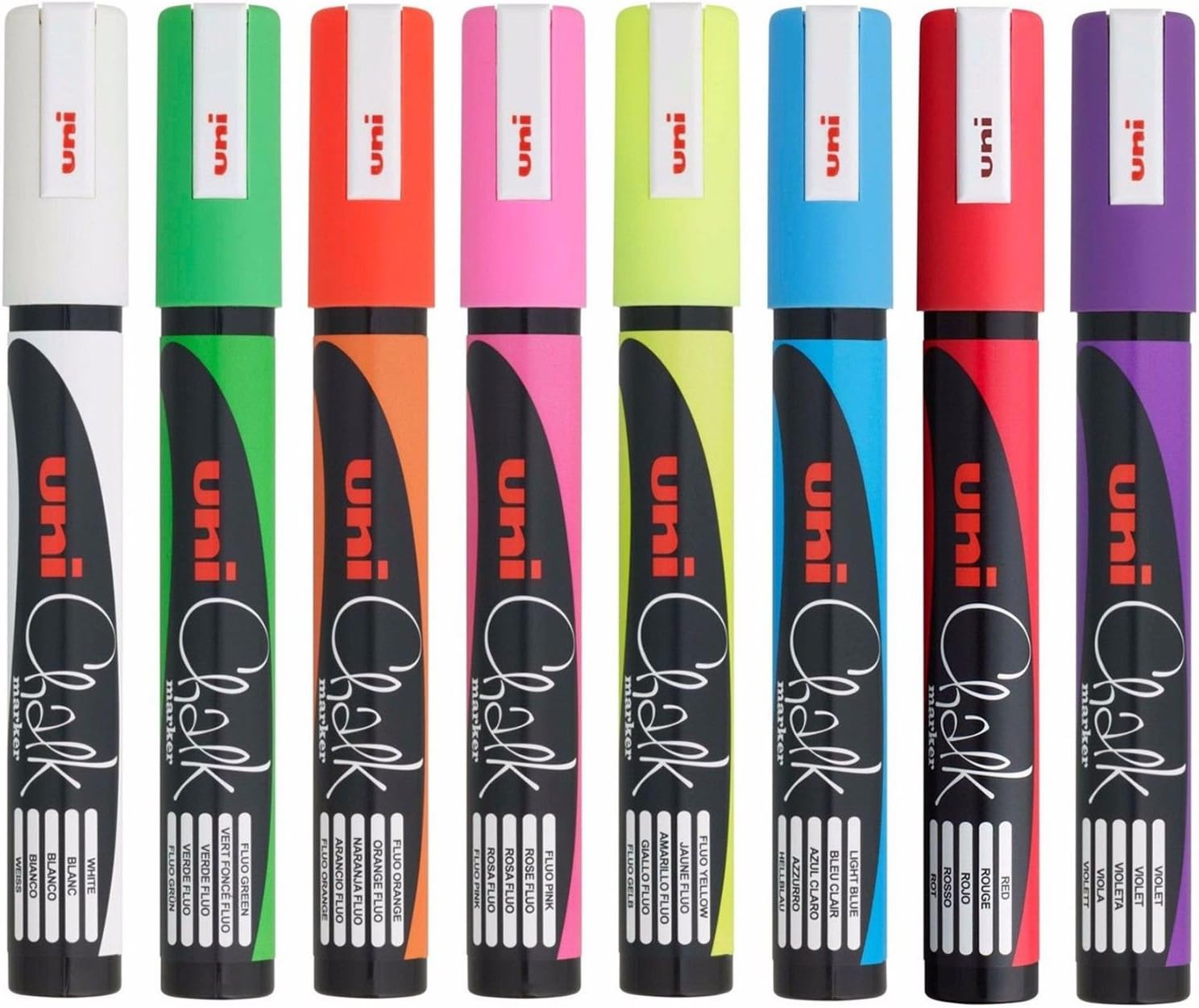 Uni-Ball PWE-5M Chalk Marker Pen Art Marker - Set of 8-1 of Each Colour image number 2