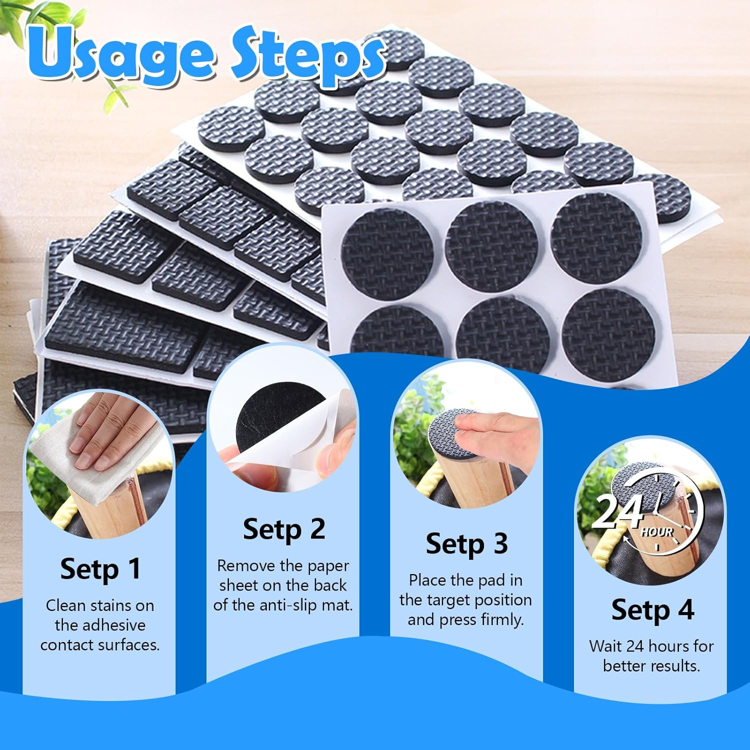 ASTIMESA 90 Pcs 3 Sizes round Anti-Skidding Furniture Pads, Self-Adhesive Rubber Feet Chair Leg Hardwood Floor Protectors, anti Scratches Furniture Sliders for Tiles Table Black (Round 90Pcs) image number 2