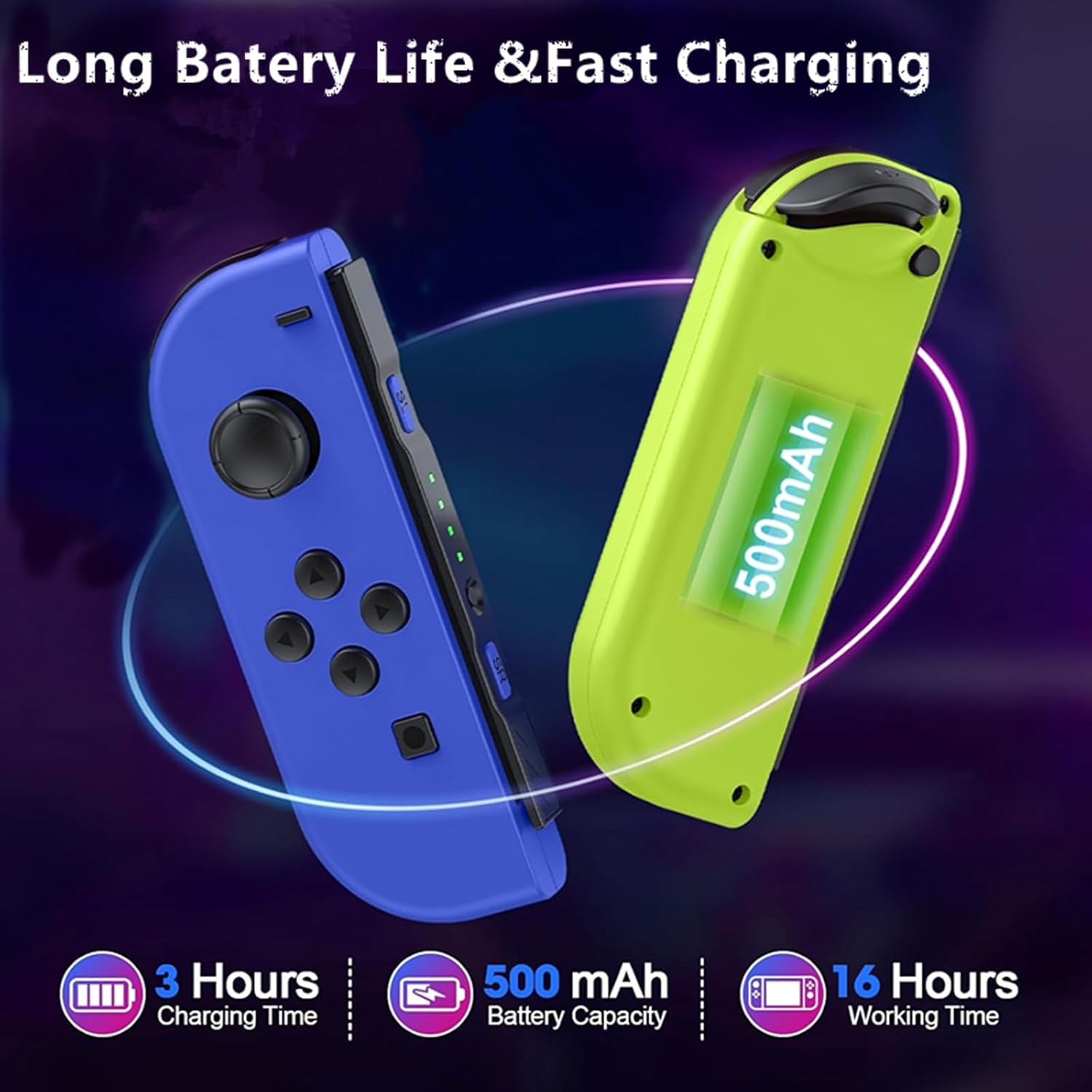 Joy-Cons for Switch Controllers, Wireless Replacement for Switch, Left and Right Controllers Support Sports Dual Vibration/Wake-Up/Motion Control/Screenshot Function (Blue and Yellow) image number 4