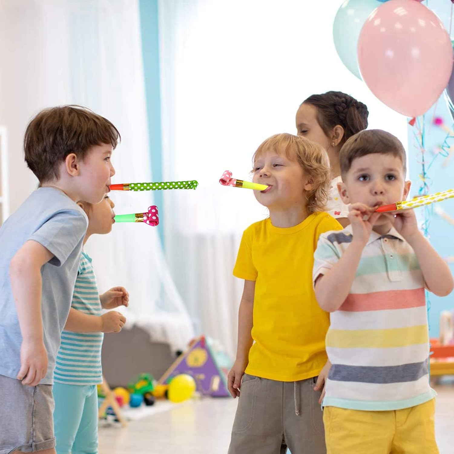 20 PCS Colourful Party Blowers Whistles, Colourful Loot Filler Noise Toy, Blowers Noisemakers, Party Noise Generator, Party Supplies for Birthday Party, Anniversary, Graduation, Wedding, Christmas image number 1