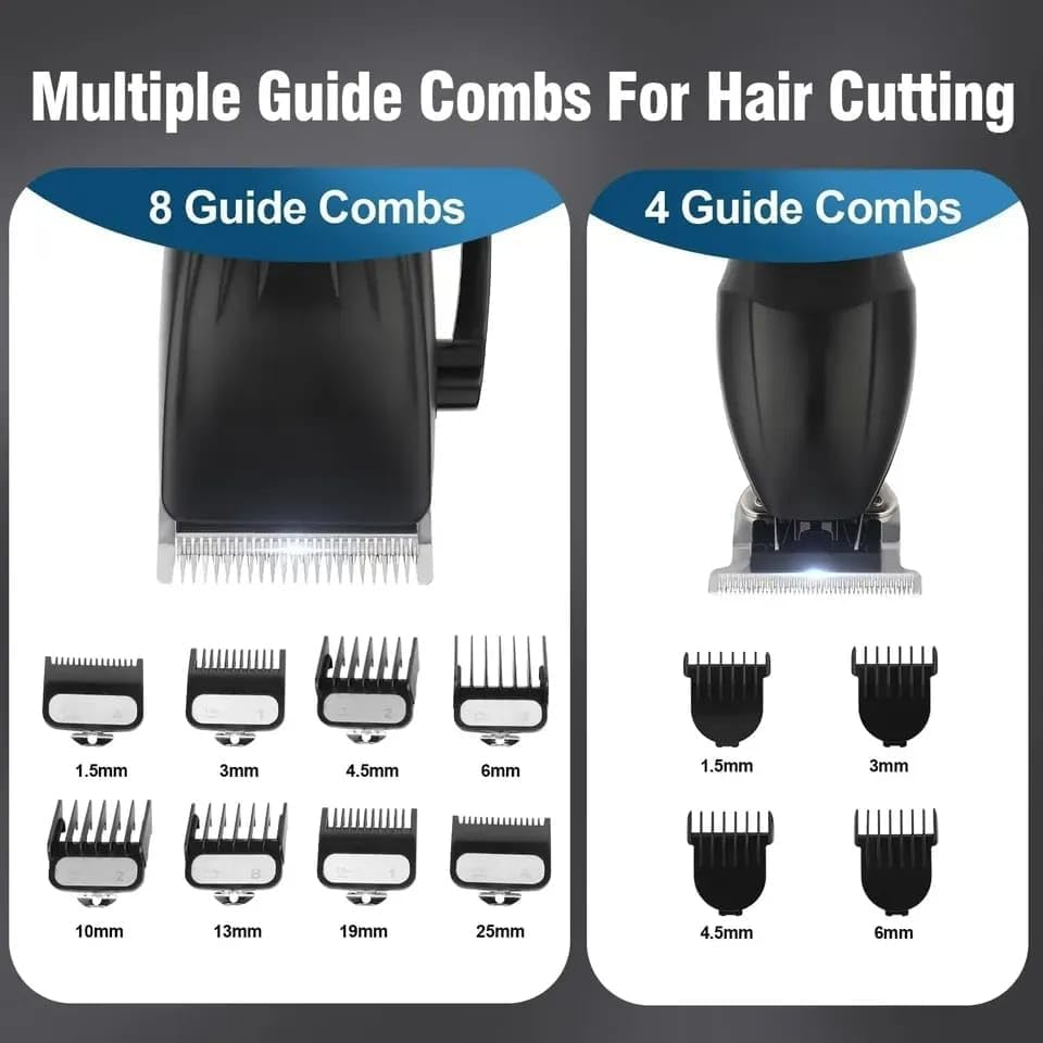 OZK Professional Hair Clipper Trimmer Set - Carbon Steel Blade - Cordless Barber Clipper LED Display - Beard Trimmer Men - 1 Count image number 5