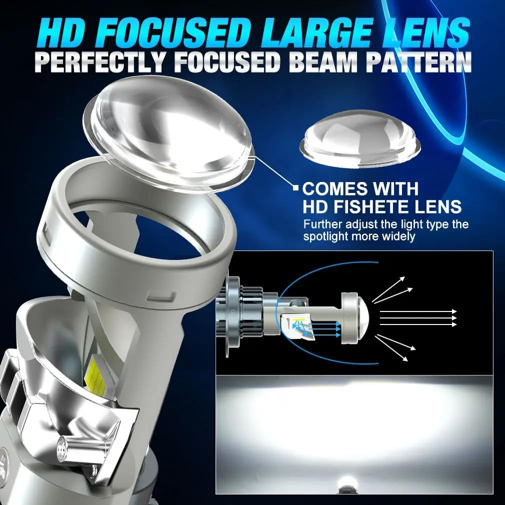 9006 HB4 LED Fog Light Bulbs, 6000LM 6500K Super Bright Led Projector Lens Lamp, 60W Low Beam Headligh, Conversion Kit Cooling Fan 12000 RPM, for Car Truck SUV, IP68 Plug Play, Pack of 2 (9006 HB4) - 9005 Hb3 image number 4