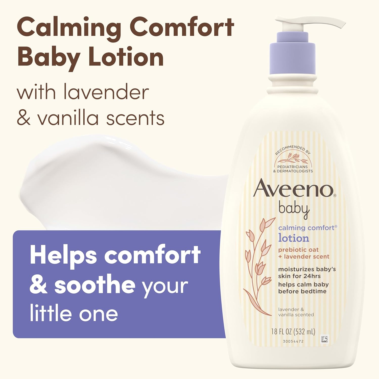 Aveeno Baby Calming Comfort Moisturizing Lotion with Lavender, Vanilla and Natural Oatmeal, 18 Fl. Oz - Calming Comfort Bath, Lavender  Vanilla image number 5