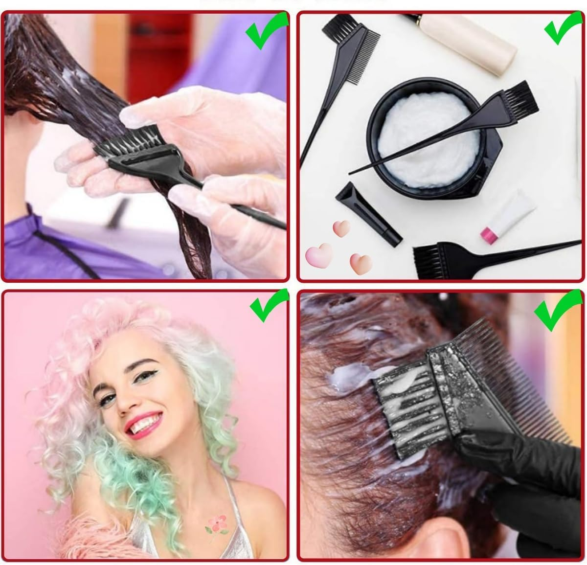 4PCS Piece Hair Dye Brush and Bowl Set, Tool Mixing Bowl Kit Color Comb Hair Dye Applicator, Bowl and Brush Hair Dye DIY Hair Tools for Salons and Homes image number 5