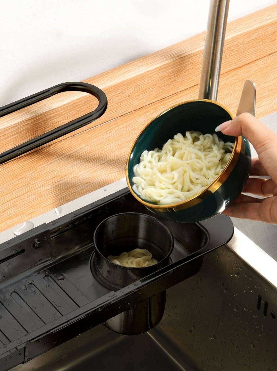 Expandable Sink Storage Rack, Adjustable Drain Basket, over Sink Caddy Organiser, Stainless Steel, Rust Proof Water Proof