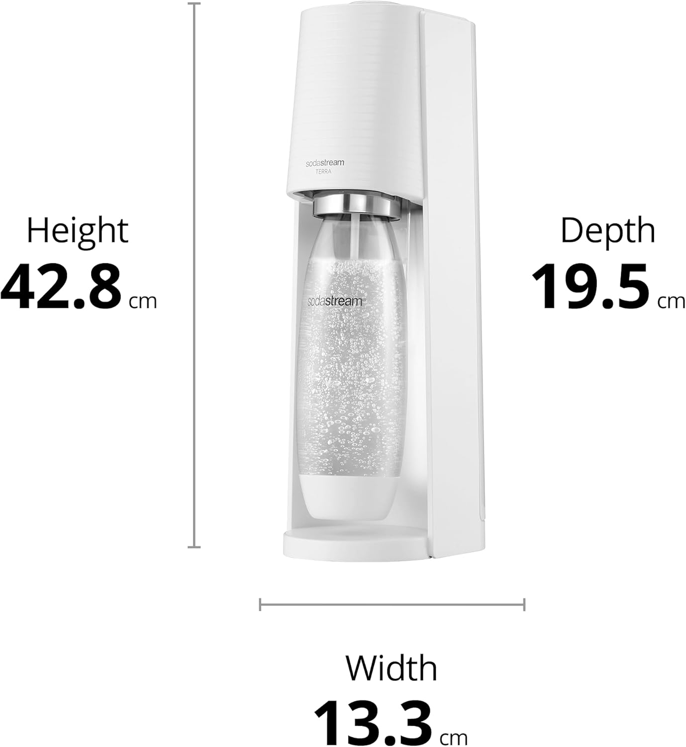 Sodastream Terra Classic Sparkling Water Maker W/60L Cylinder/1L Bottle White image number 3