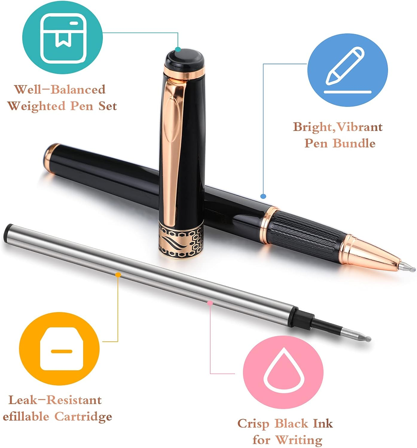 Tenare Weighted Pens for Hand Tremors Black Ink Heavy Pens Weighted Writing Tools for Hand Tremors, Low Dexterity, Weak Grip Strength, Parkinson'S Patients, Elderly Adults, 3 Colors(3 Pieces)