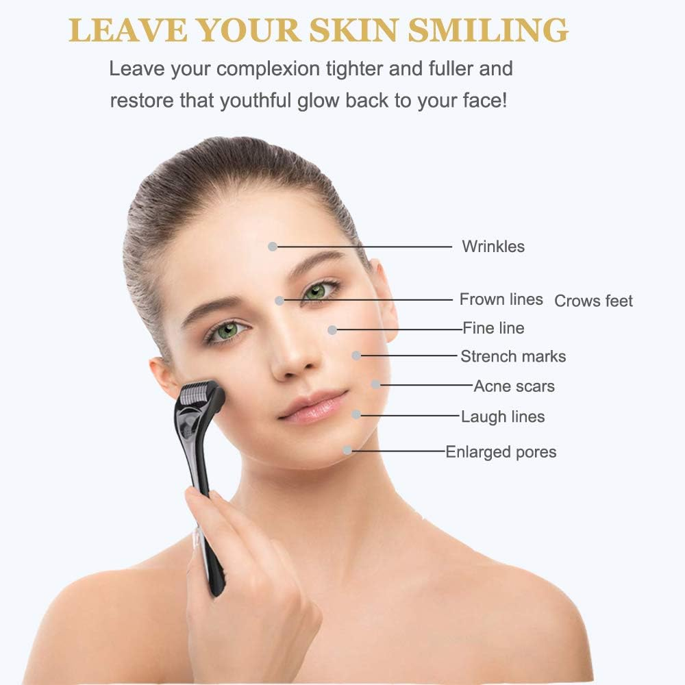 Derma Roller, 540 Titanium Microneedle Roller for Face Facial Wrinkles Hair Loss Stretch Marks Hair Regrowth Micro Needles Professional Microneedling Derma Needling Kit with Case (2.0 Mm) image number 4