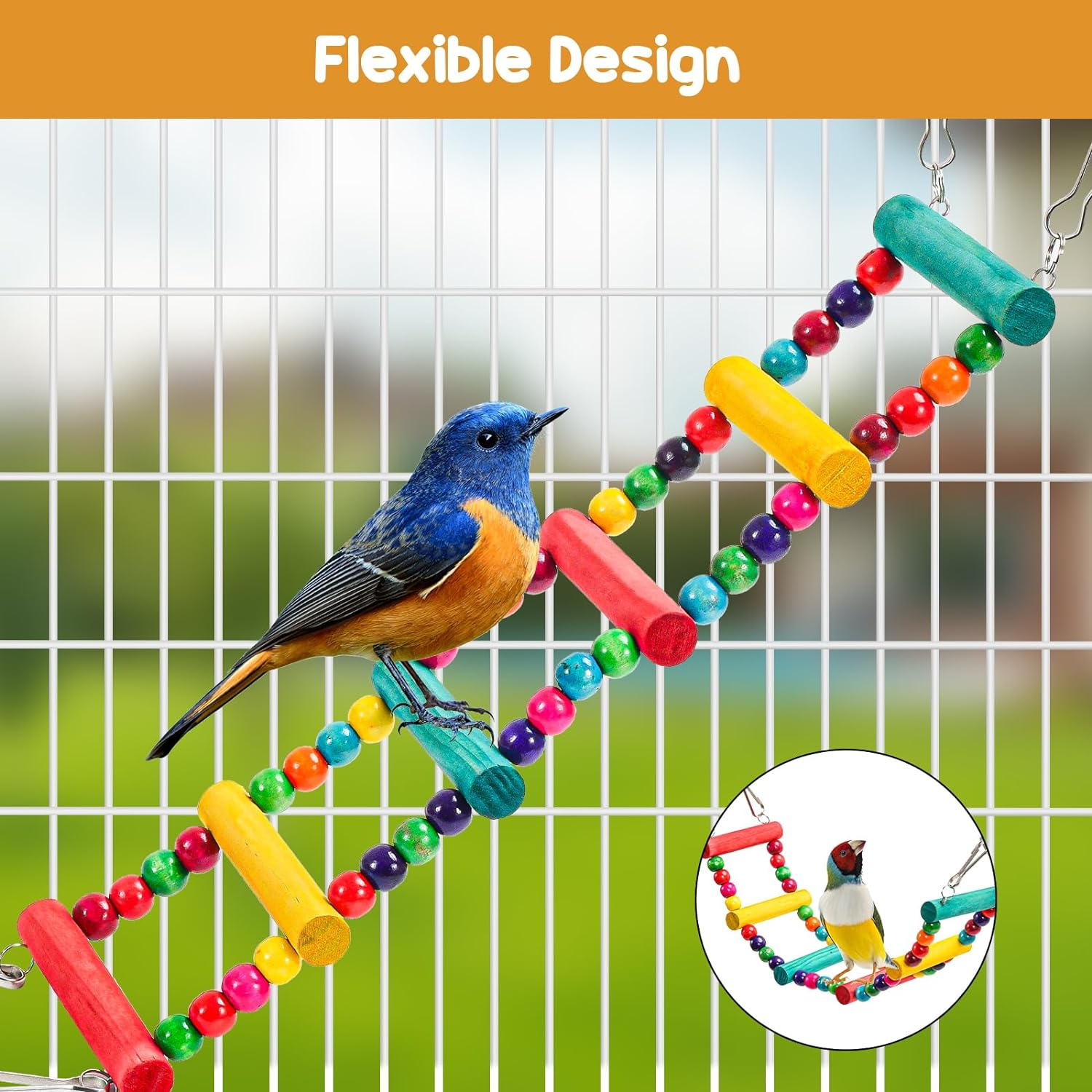 Avont Bird Swing Set Toys Parakeet Parrot Conure Cockatiel Cage Perches Playground Accessories -12PCS image number 1