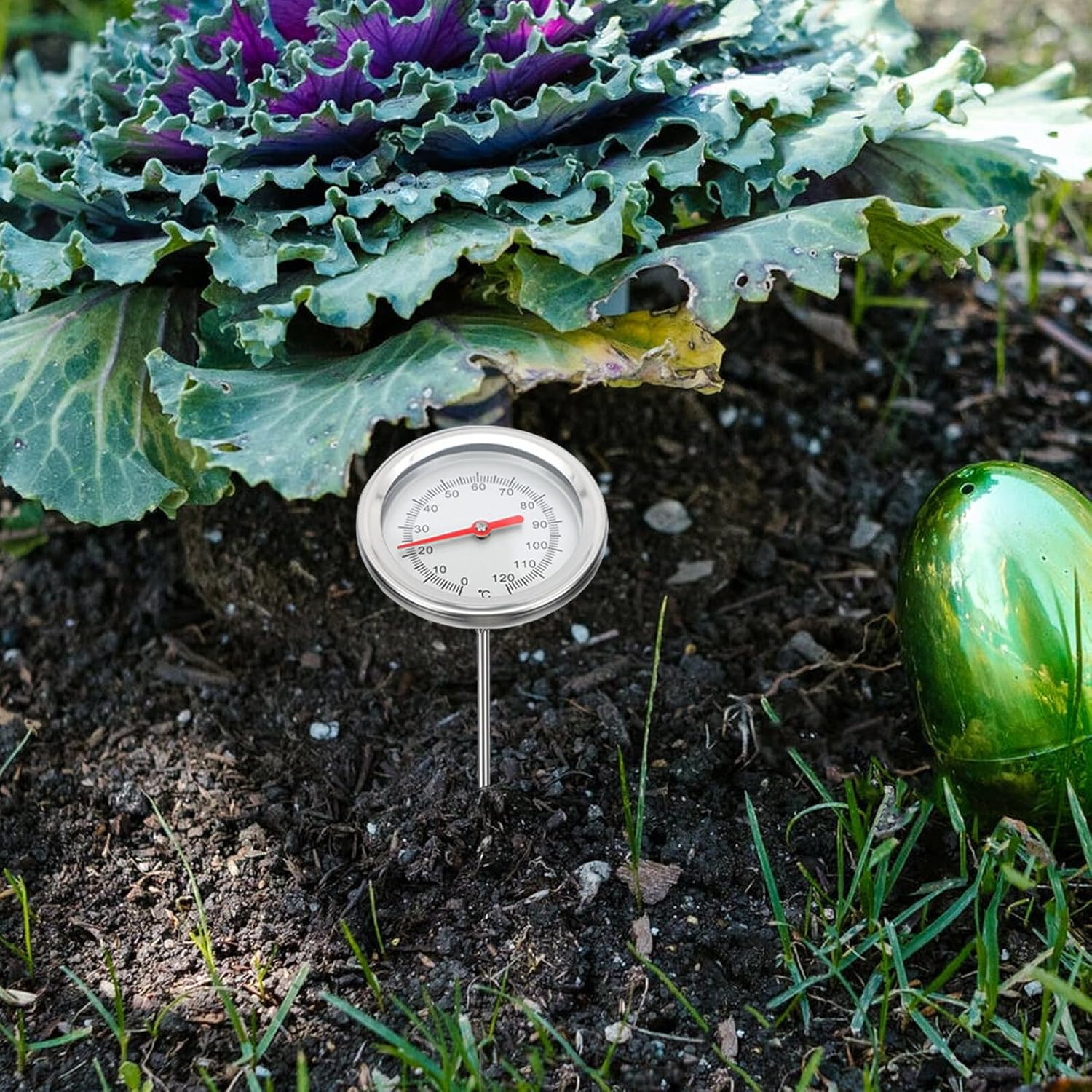 UKCOCO Stainless Steel Compost Thermometer Probe Soil Temperature Measuring Tool for Gardening and Backyard Use Precision Sensor with C to C Range image number 2