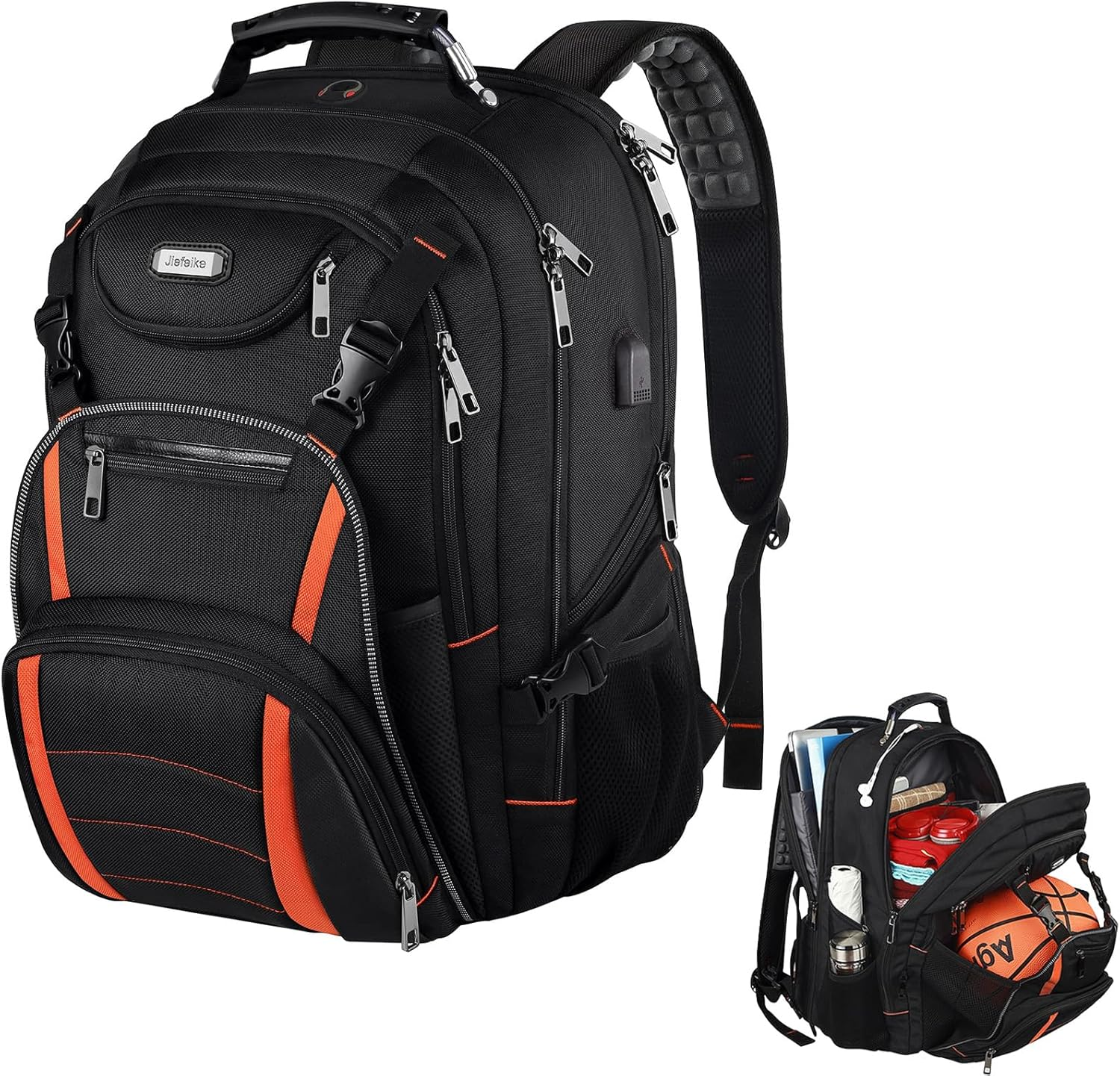 Travel Laptop Backpack, Extra Large Bookbag for Men Women,Basketball Backpack with USB Charging Port RFID anti Theft TSA Approved,College Student Bag Fits 17 Inch Computer Notebook