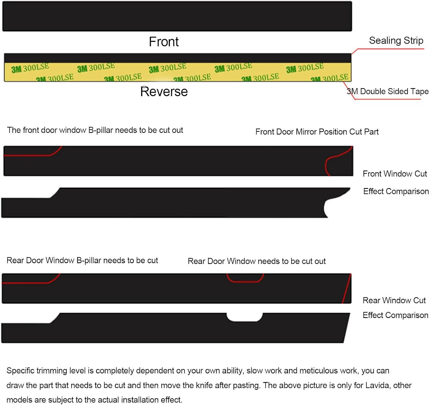 Car Window Weather Stripping | /13.12Ft Automotive Window Sealing Strip,Self-Adhesive Auto Rubber Weather Draft Seal Strip /13.12Ft image number 1