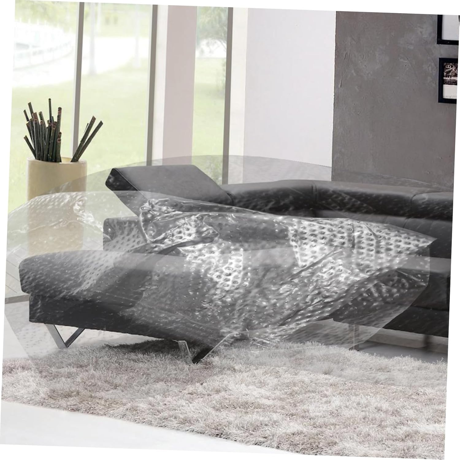 Angoily 3 Rolls Pre-Taped Masking Film 30Cm 40Cm 55Cm Protective Plastic Sheeting for Furniture and Automotive Painting