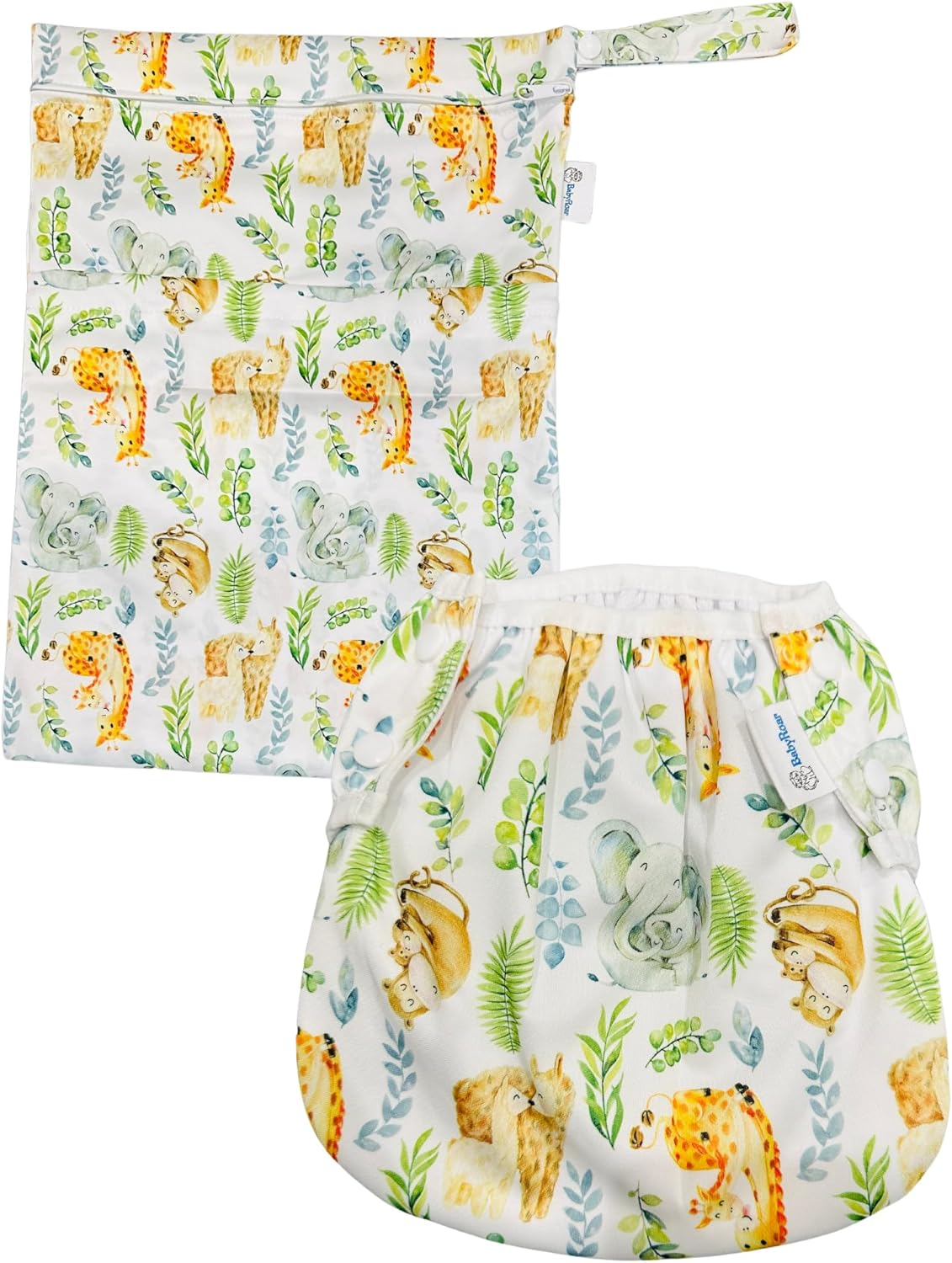 Reusable Swim Nappy for Babies & Toddlers &ndash; Adjustable One Size with Snaps + BONUS Wet & Dry Bag with Double Zipper (Dual Pockets Keep Wet & Dry Items Separate) &ndash; Leak-Proof, Eco-Friendly. Perfect for Water Fun! One Size Fits All! (Honey Bee Delight) - Large