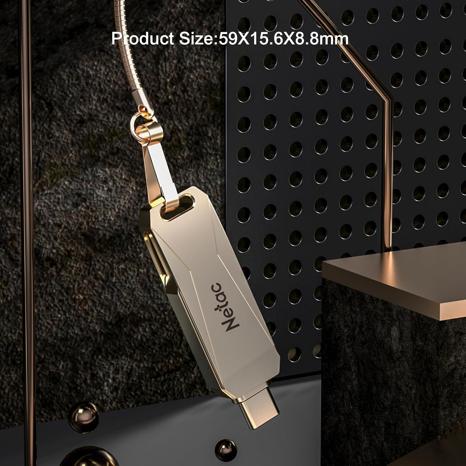 Netac U782C 64GB USB Memory 2In1 USB 3.1/3.0 and Type-C External Flash Drive High-Capacity Small 360&deg;Rotatable for Smartphones Mac Windows PC Pad Compatible Portable Alloy image number 6