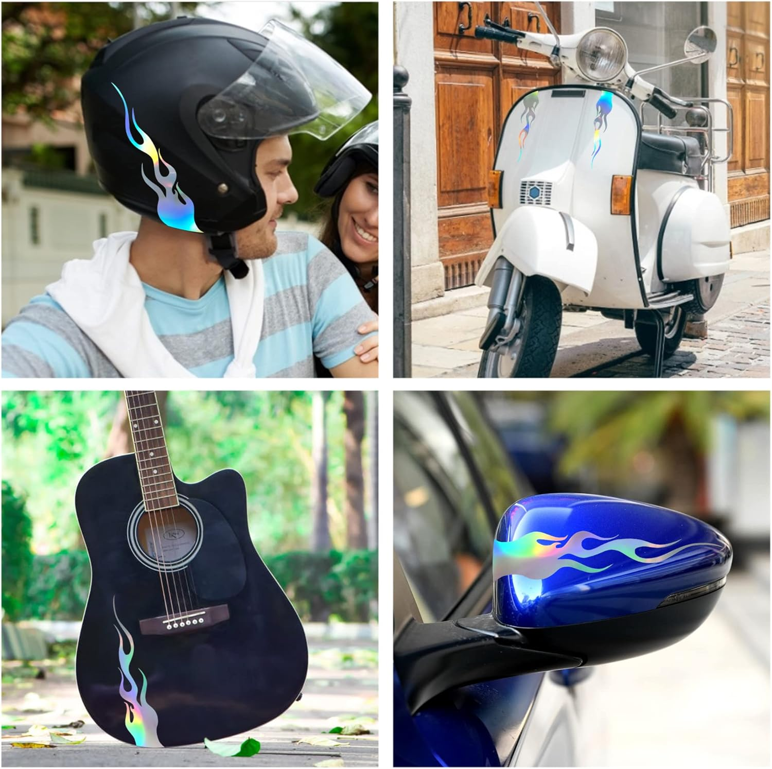 TOMALL 4 Pcs 7.8'' Flame Reflective Sticker for Car Vinyl Racing Sports Flame Stripe Decal for Golf Cart Off-Road Vehicles Motorcycles Bike Skateboard Laptop DIY Decoration (Gradient) image number 6