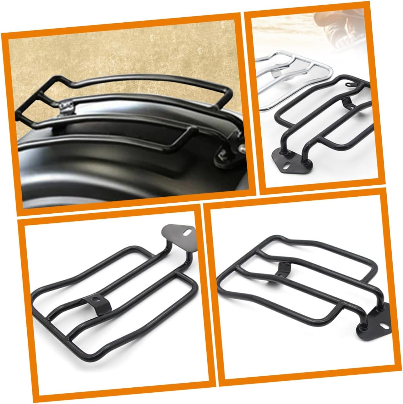 Cabilock Motorcycle Rear Luggage Rack Rear Seat Storage Rack Mount Sturdy Metal Frame Universal Fit Motorcycle Accessories for Men Carry Luggage Support for Tail Box and Helmet image number 6